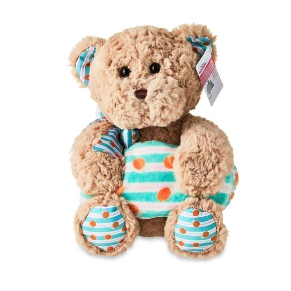 Nwt Brown Plush Bear with 29 x 29 inch Blanket Set, by Way To Celebrate - Picture 1 of 11